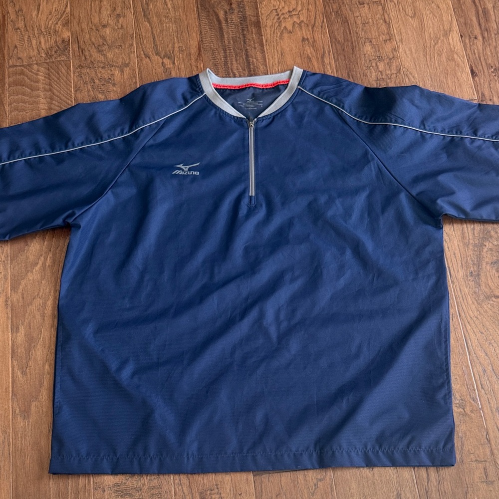 Mizuno Blue Half-Zip Windbreaker with Gray Trim